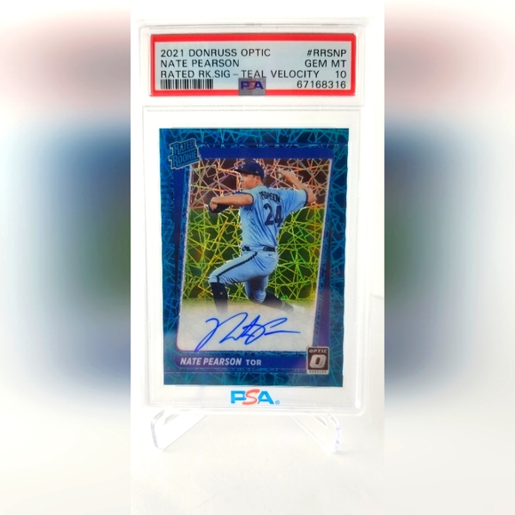 2021 Donruss Optic Nate Pearson RC Auto RR Teal Velocity/35 #RRSNP- PSA 10 - Picture 1 of 3